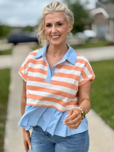 Load image into Gallery viewer, Preppy Pop Collared Ruffle Top
