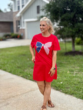 Load image into Gallery viewer, Oh My Bows and Stripes Dress