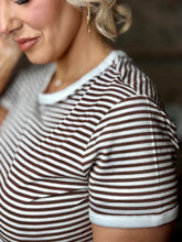 Load image into Gallery viewer, The Pop Of Color Striped Basic Tee (Brown)
